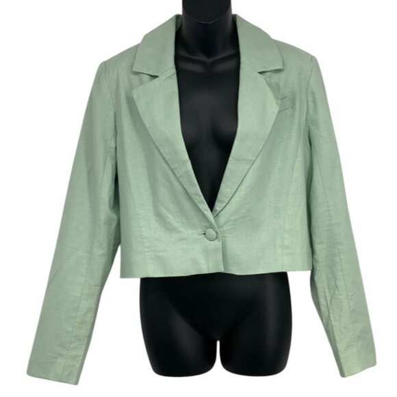 Abercrombie & Fitch Jackets & Blazers - Abercrombie Fitch Women Mint Green Crop Blazer Jacket Size Medium M Linen New